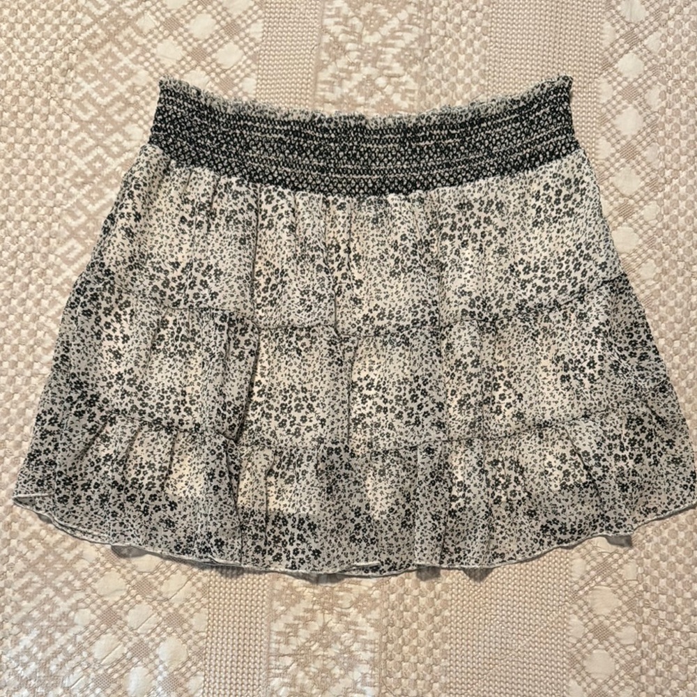 Francesca's Collections Black and White Smocked Bubble Mini Skirt